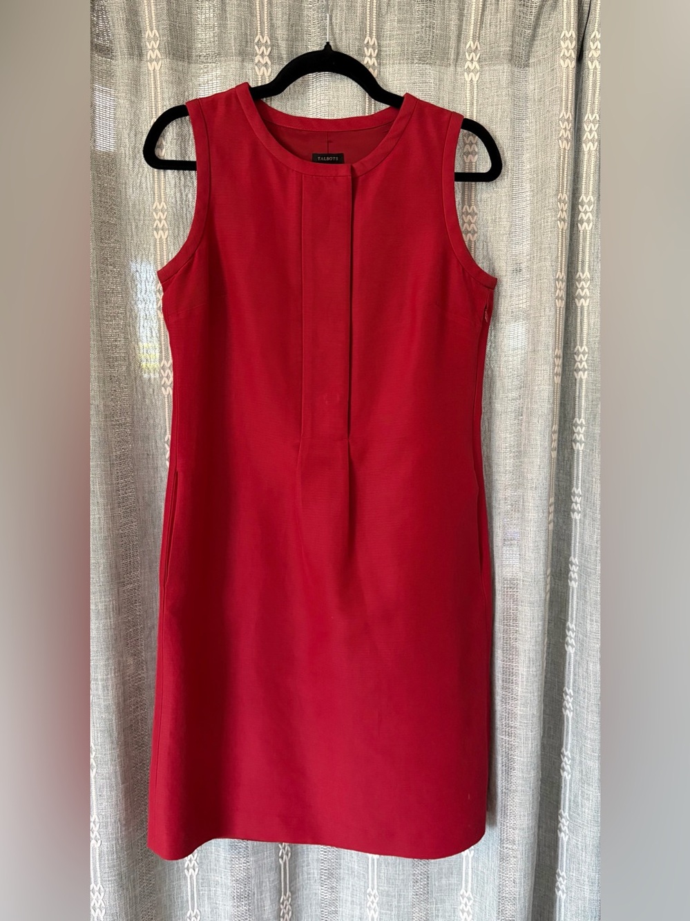 Talbots Red Sleeveless Midi Sheath Dress